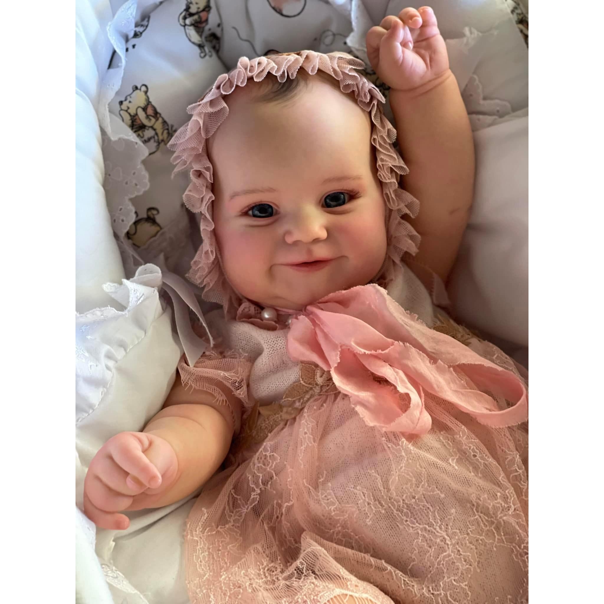 60 CM 3D Paint Skin Silicone Reborn Baby Toy Doll With Blood Vessels For Girl Art Bebe Lifelike Hand Made Toddler Birthday Gift finished doll
