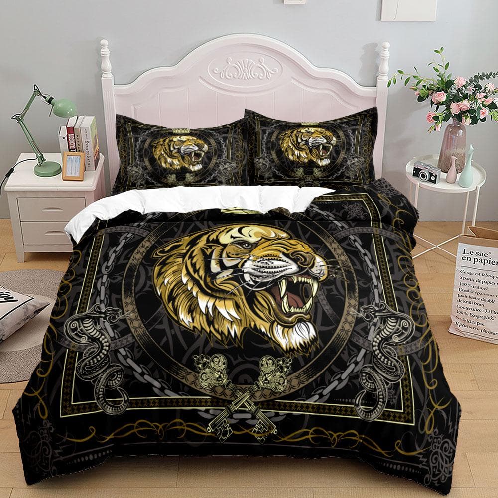 Seamless Chains Baroque Pattern Bohemian Bedding Set Small Single Twin Double Queen King Cal King Size Bed Linen Set EU single(135x200cm)