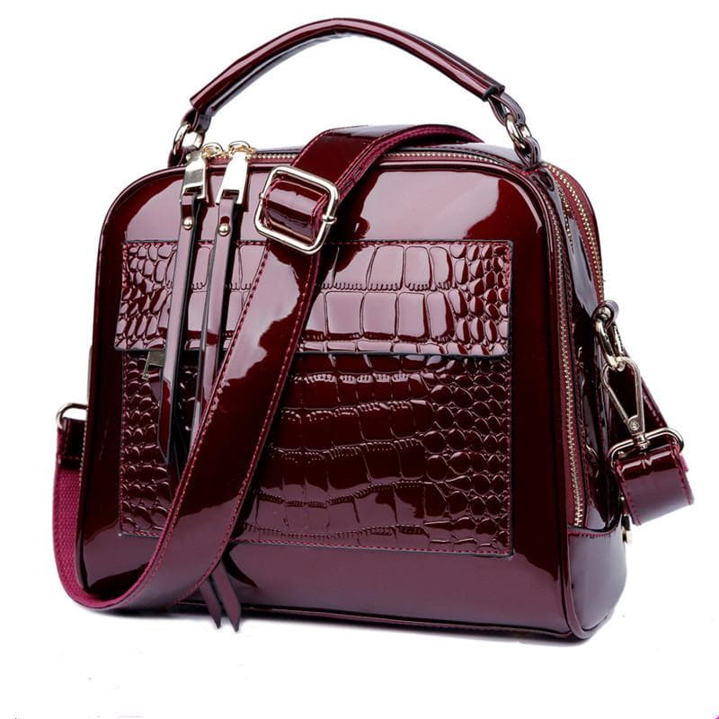 Women PU Leather Handbags Shell Bag Female Luxurious Shoulder Bags wine red