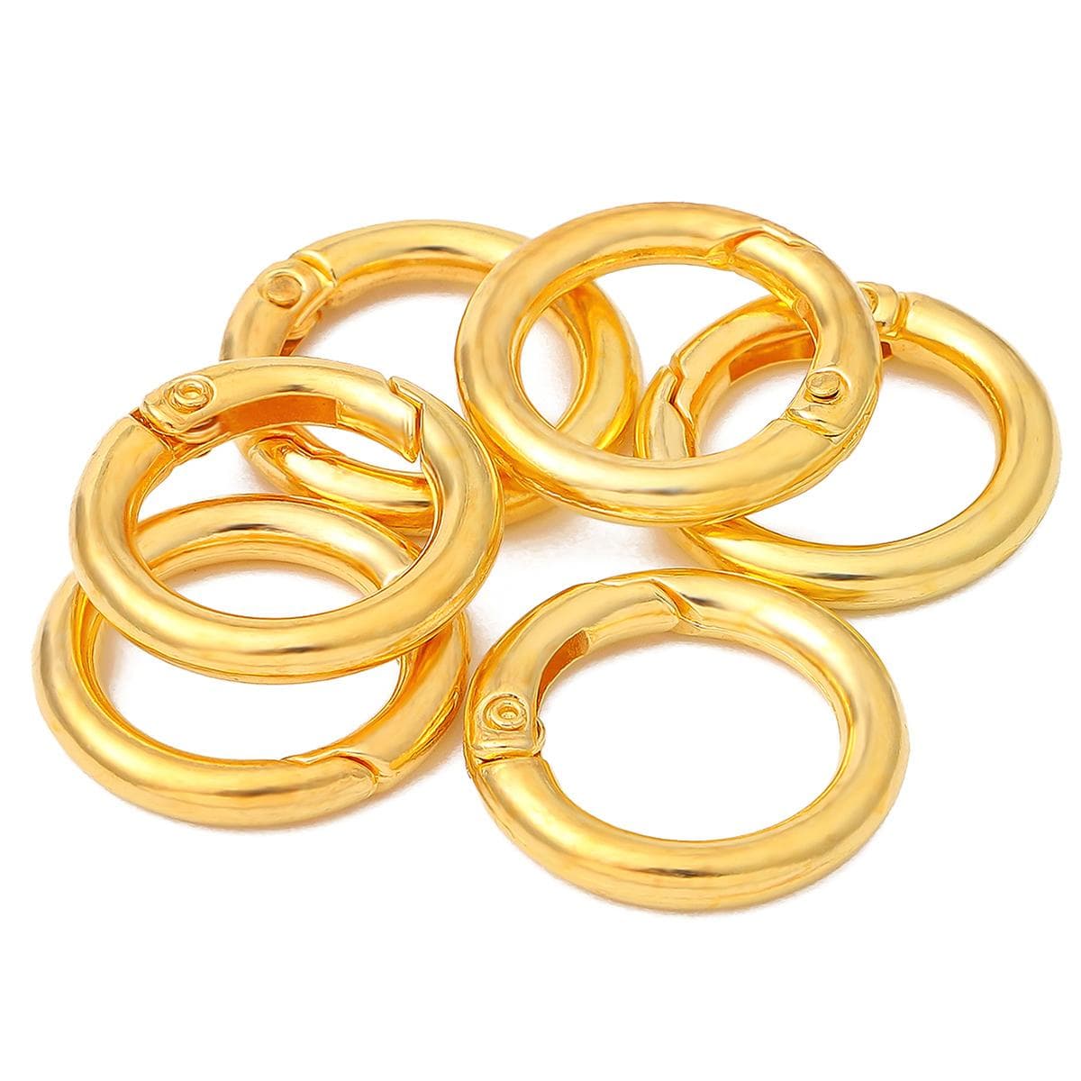 5pcs/Bag Metal O Ring Spring Clasps Openable Round Carabiner Keychain Bag Clips Hook Dog Chain Buckles Connector For DIY Jewelry 25mm gold