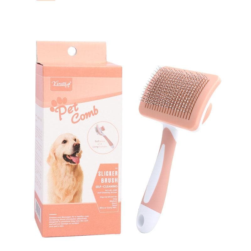 1Pcs Cats Comb Self-cleaning Brush Dogs Grooming Long Hair To Remove Floating Automaticl Cleaning Beauty Pet Products S(7.9*16.5cm) orange