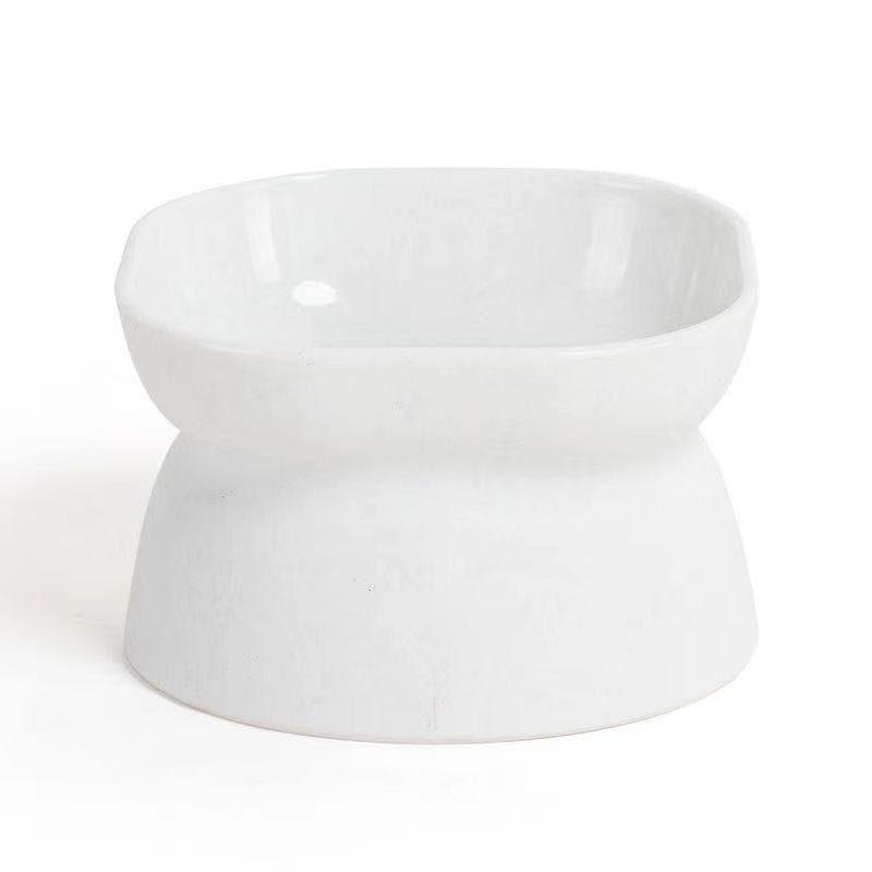 Dual-purpose Cat/Dog Food Bowl, Elevated Anti-Vomiting Cat Feeder Whisker Stress-Free Dog Plastic Cat Feeding Bowls white