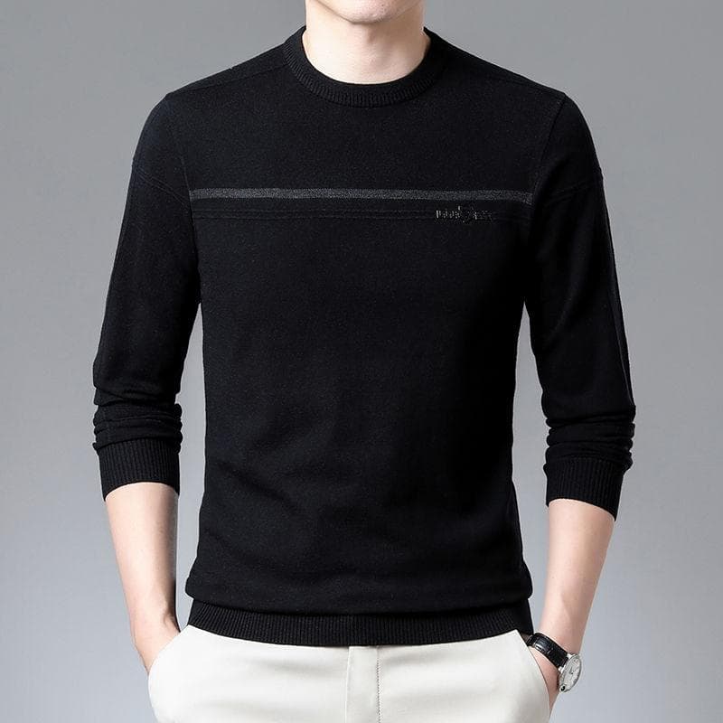 Autumn Coat Men's Base Shirt Round Neck Long Sleeved T-shirt Knitted Casual Stretch 4XL