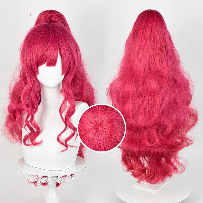 Pinkie Pie Cosplay Wig 2 Styles Anime Pinkamena Diane Pie Long Red Curly Heat Resistant Synthetic Hair Halloween Wigs + Wig Cap One Size