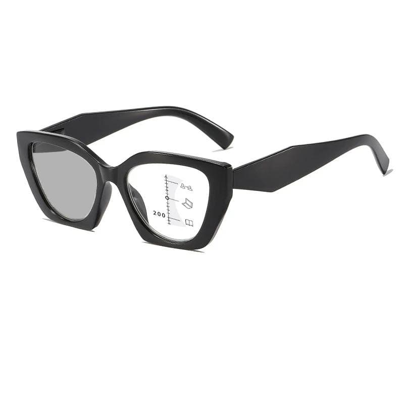 Color Changing Cat Eye Progressive Multifocal Glasses Luxury Square Photochromic Sunglasses for Near Far Reading 4.0