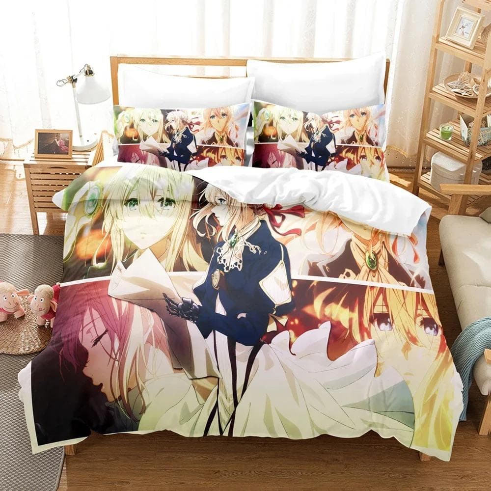 Anime The Violet Evergarden Bedding Sets Duvet Cover Set With Pillowcase Twin Full Queen King Bedclothes Bed Linen Home Textiles 70x133cm 2pcs