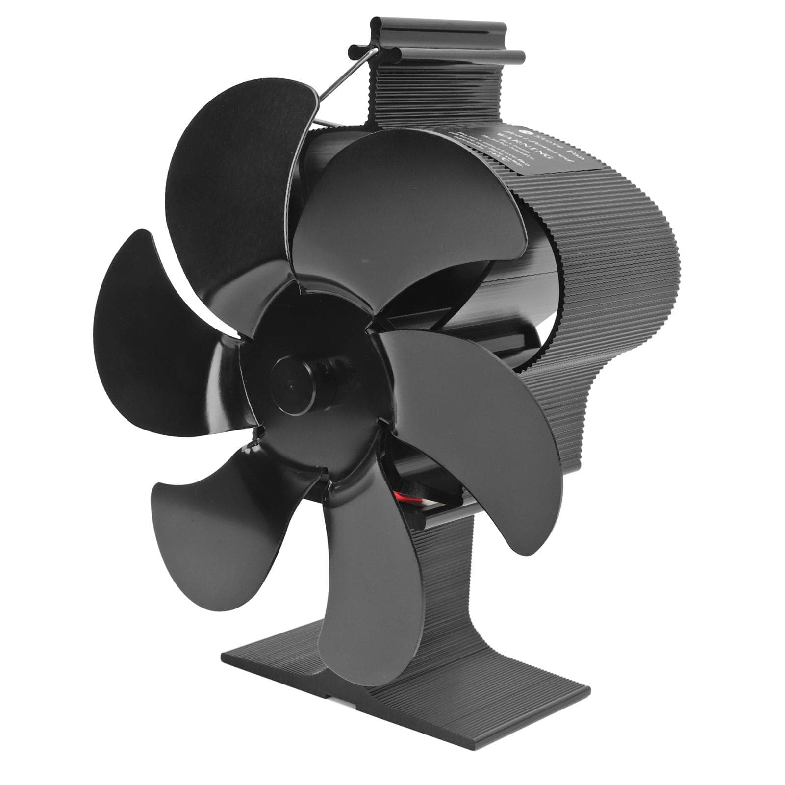 6 Blades Heat Powered Fireplace Fan Self Starting Eco Friendly Wood Stove Fan LT380 Black 152mm