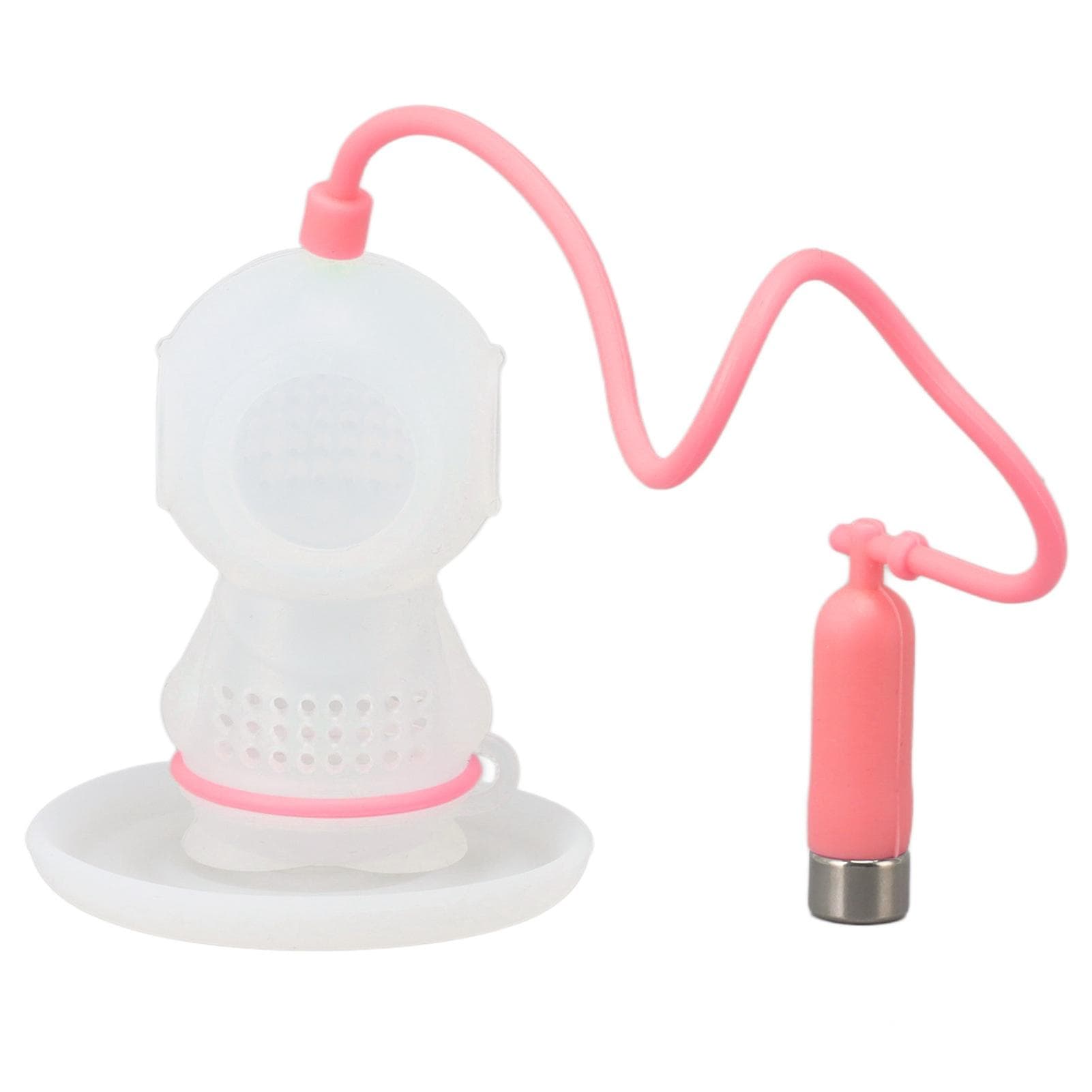 Silicone Tea Infuser Cute Diver Shape Loose Tea Leaf Filter Tea Diffuser Strainer with Chain and pink