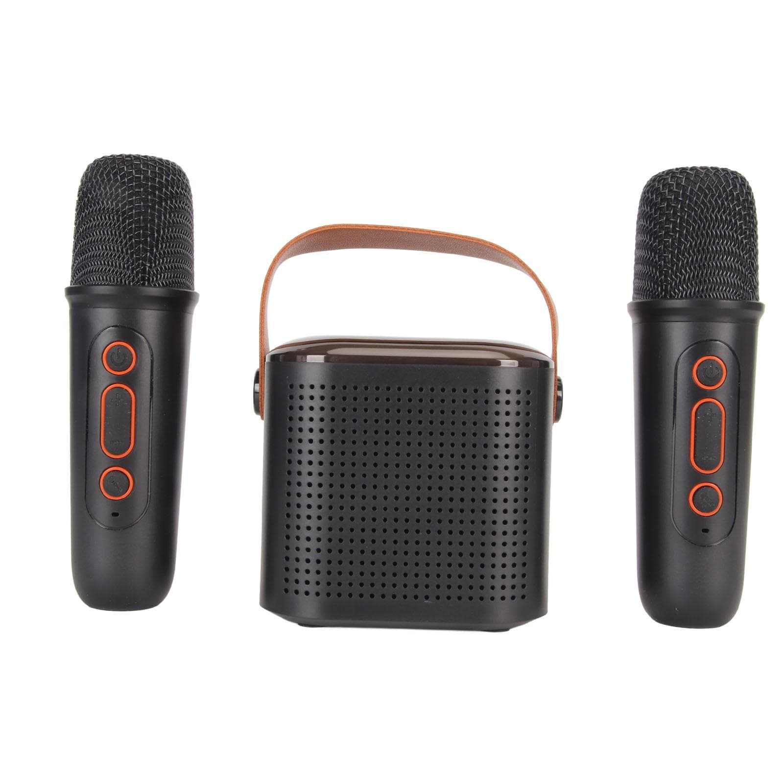 Mini Karaoke Machine Stereo Portable RGB Light Bluetooth Speaker with 2 Wireless Microphone for black