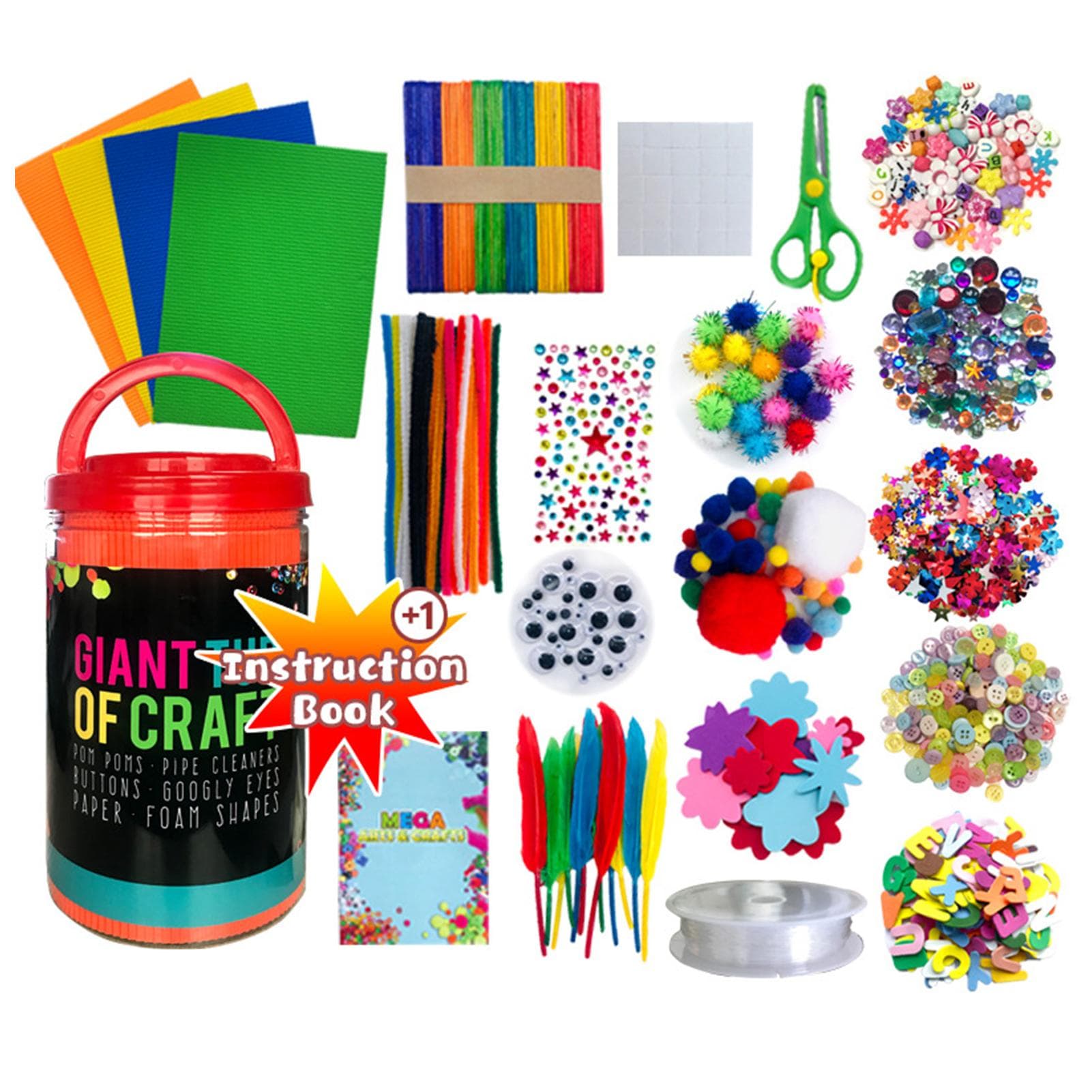 Handmade DIY Arts and Crafts Supplies Kit 500+ Piece Activity Material Set with EVA Letter Flowers multicolour