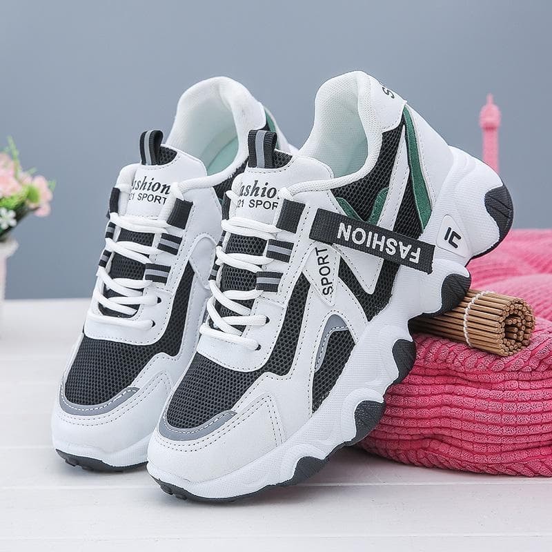 Spring New Korean Version of Daddy Women's Shoes Student Sports Running Shoes Women's Breathable Increase 40 black