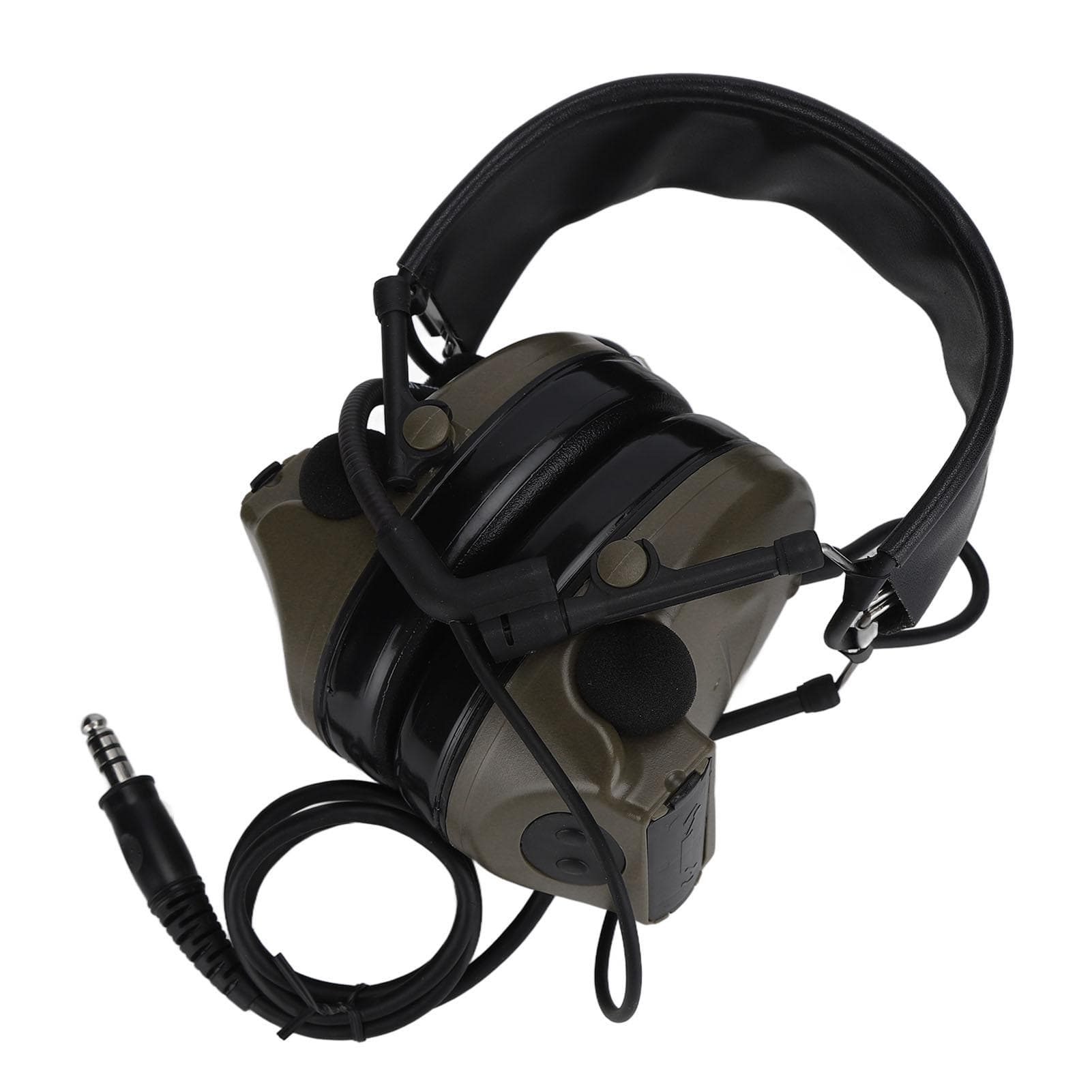 Military Headset 7mm Noise Reduction Military Head Mounted Headphones with Detachable green