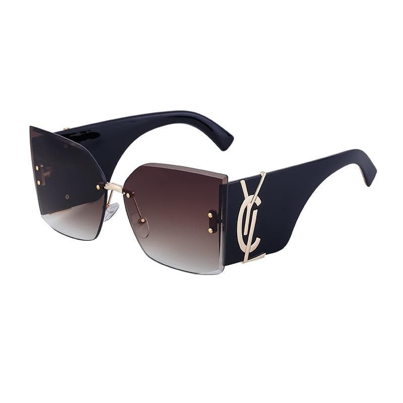 New Fashion Cool Sunglasses Women Luxury Brand Letters Oversized Frame Vintage Rimless Sun Glasses Ladies Big Square UV400