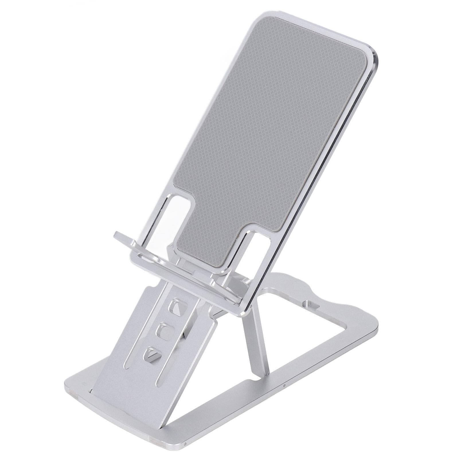 Phone Stand Foldable Portable Ergonomic 7 Angle Adjustments Bottom Silicone Aluminum Alloy Tablet silver