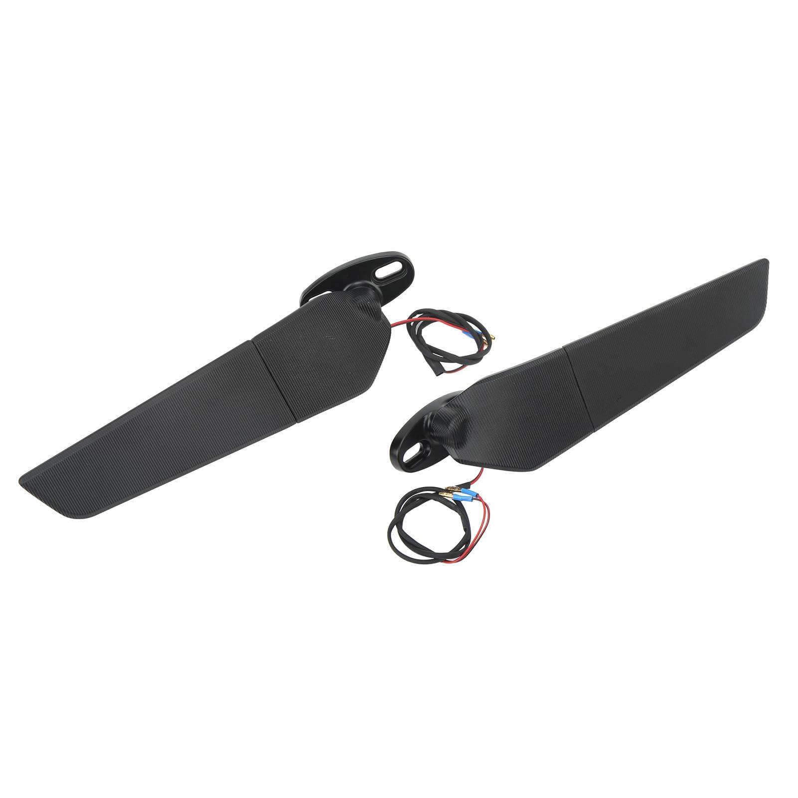 Pair Motorcycle Rearview Mirror Swivel Side Wing Mirror with LED Light 360 Degree Rotatable for