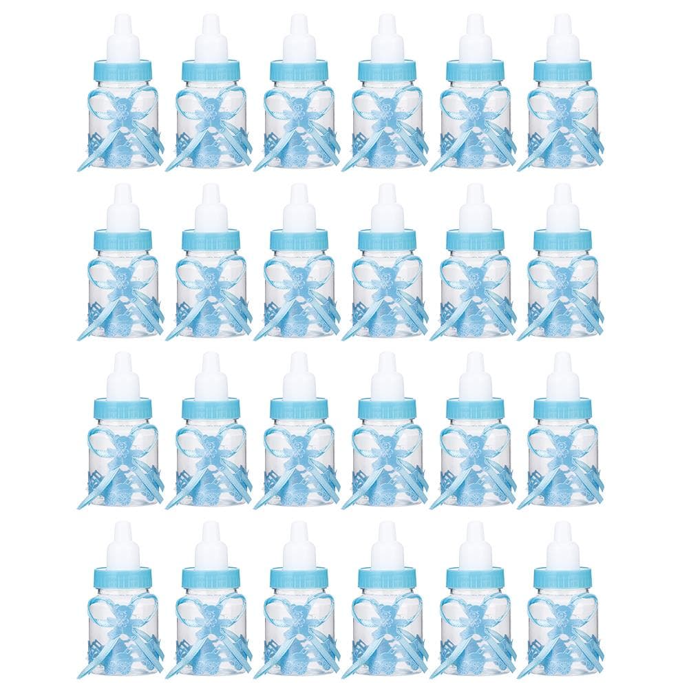 24pcs Lovely Plastic Milk Bottle Candy Box Fillable Bottle Baby Shower Favors Decoration Keepsake