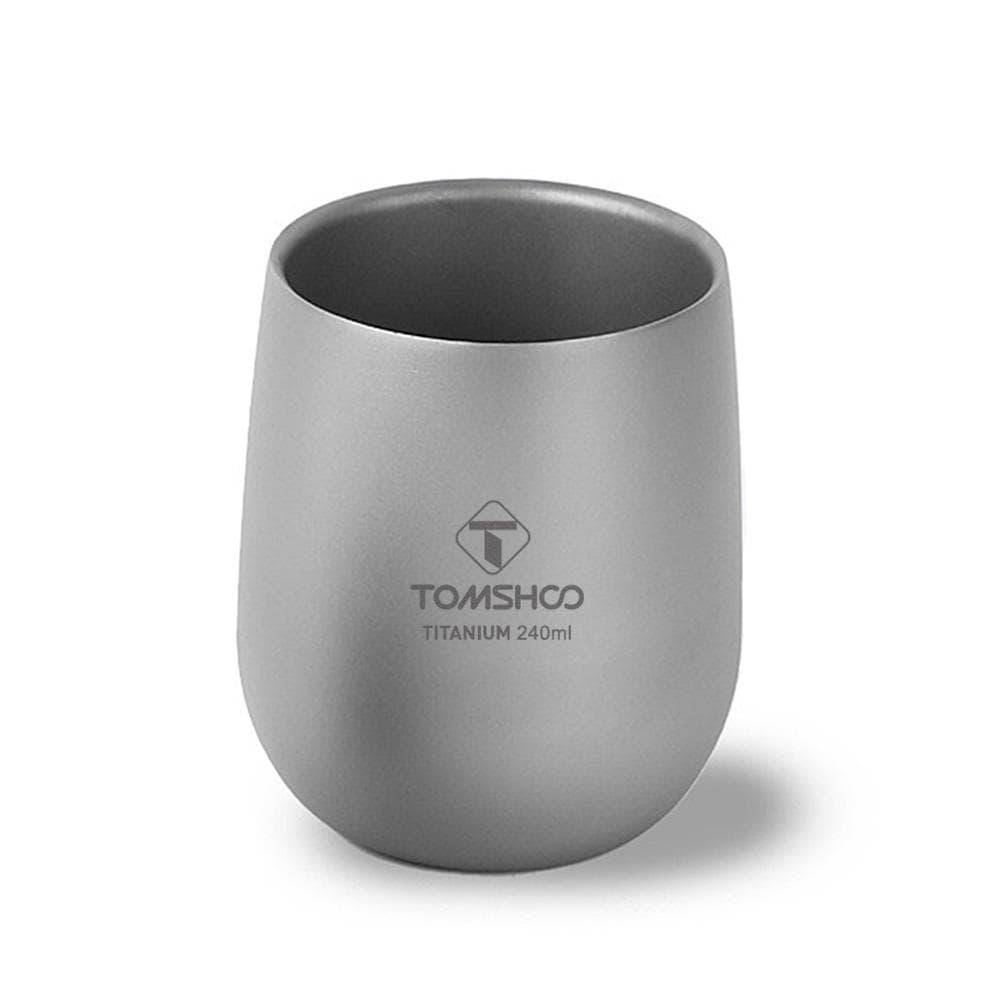 TOMSHOO Insulated Double Wall Drink Cup Camping Titanium Water Cup for Camping Hiking 240ml