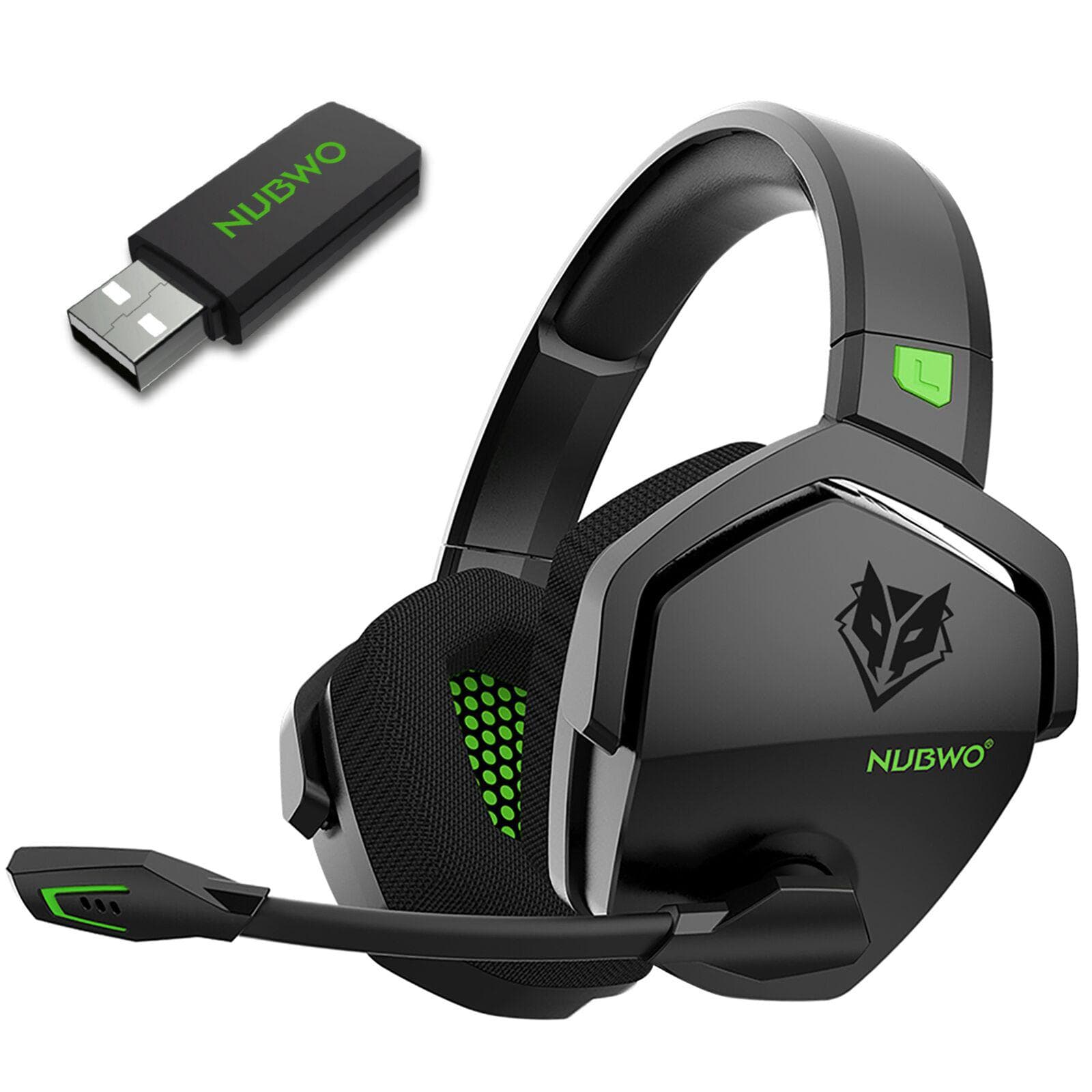 NUBWO G06 Wireless Gaming Headset for PS5 PS4 PC Laptop Noise Cancelling Over Ear Headphones with Mic green