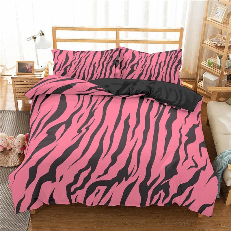 Pink Animal Skin Print King Queen Duvet Cover Geometric Stripes Bedding Set Modern Art Comforter Cover Polyester Quilt Cover 200x200cm 3pcs