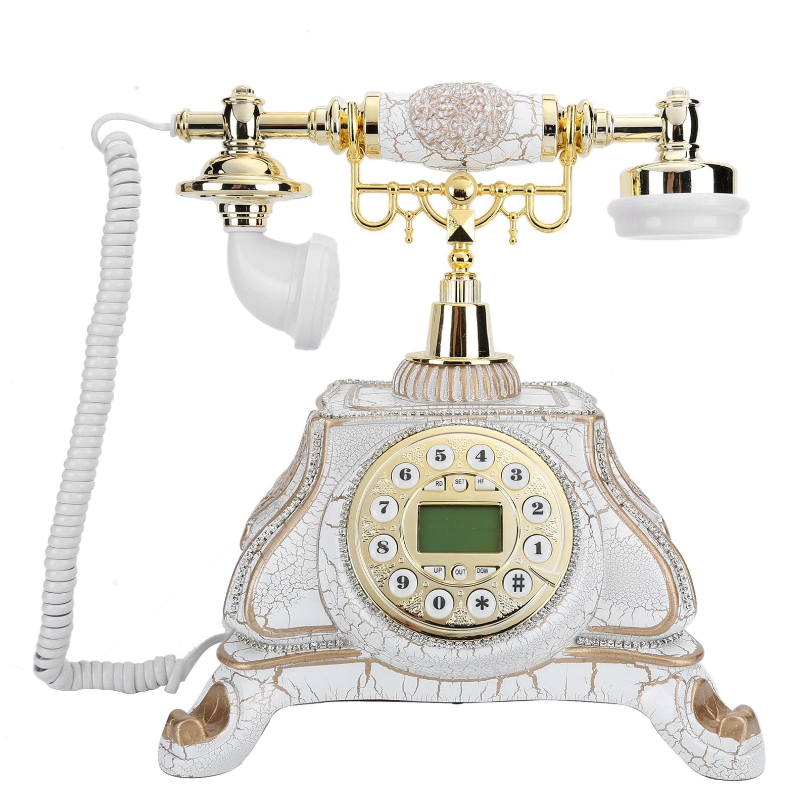 MS8332A European Vintage Landline Classical Wired Oldfashioned Telephone with Backlight US Plug