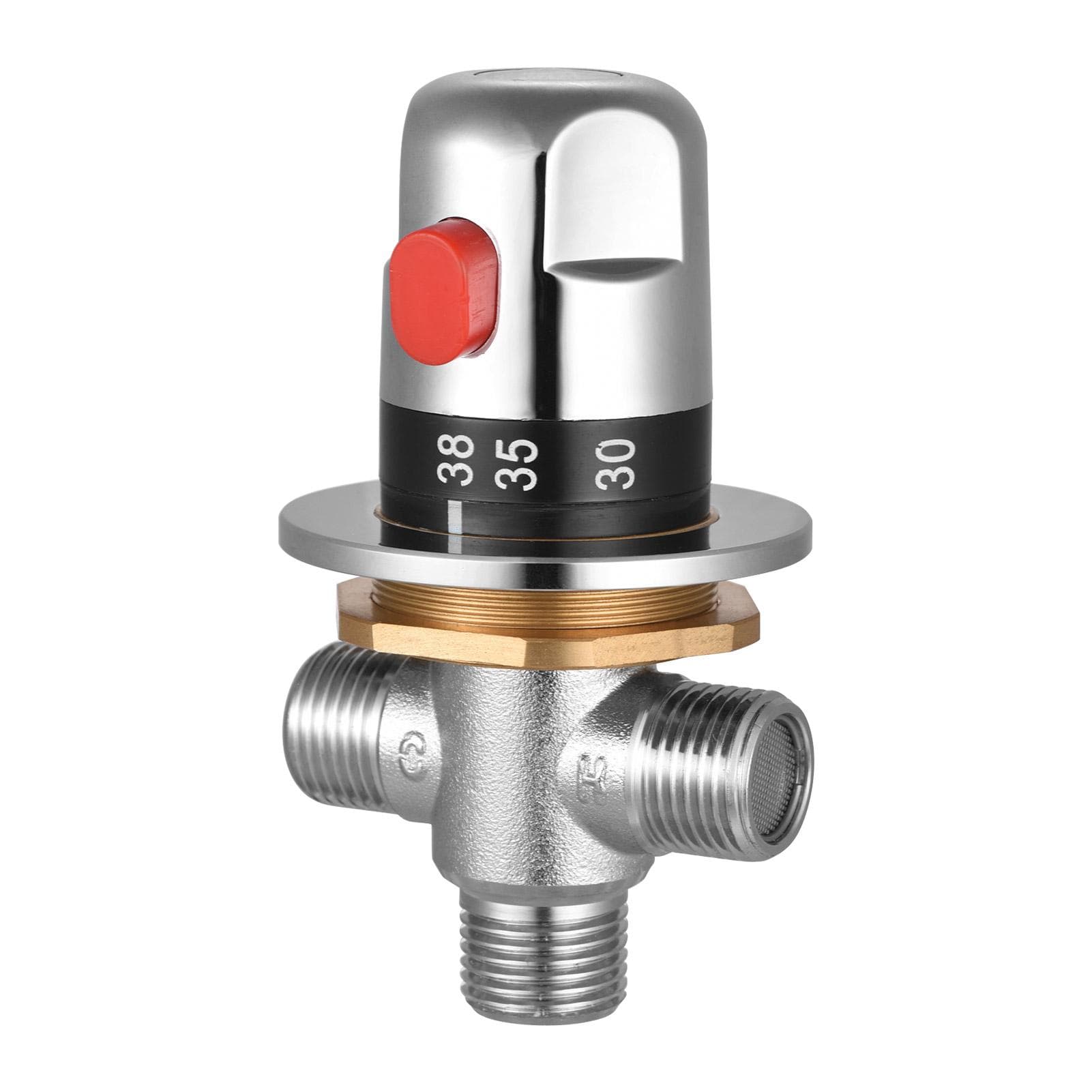 Thermostatic Temperature Control Valve Hot Cold Water Shower Mixer G1/2 Copper Mixing Valve silver