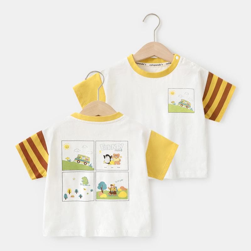 Baby Clothes Casual Short-sleeved T-shirts Summer Clothes Boys Girls Baby Children Children Summer Half-sleeved Tops 120cm yellow