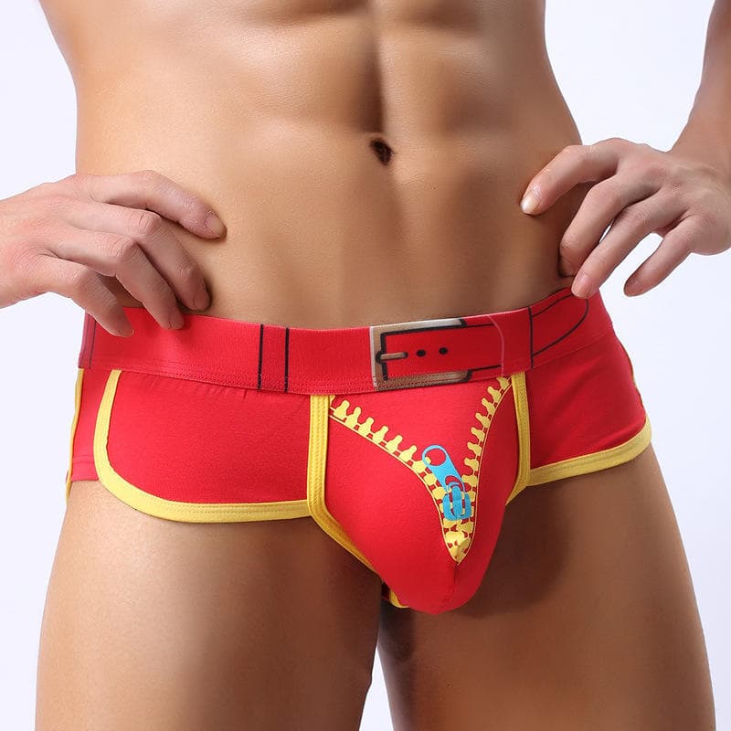 Men Cotton Panties Boxers Solid Underwear Male Printed Boxer Shorts Underpants Breathable Lingerie Men Comfortable Boxer L red
