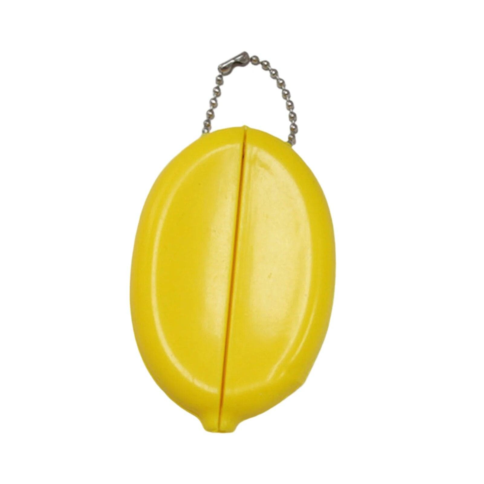 Oval Squeeze Coin Purse Holds Change Mini Coin Purse Coin Holders with Chain for Men Women One Size yellow