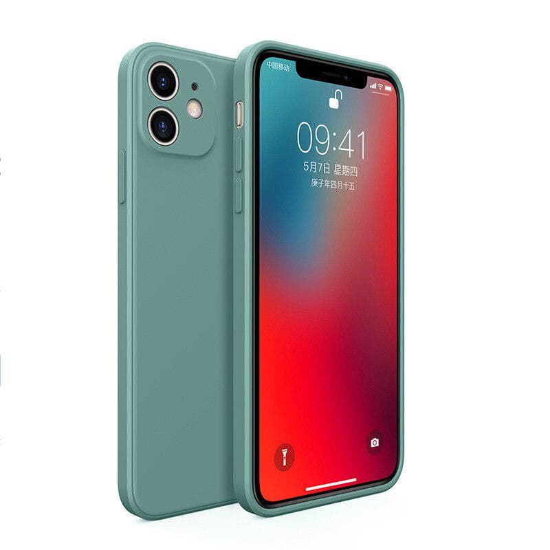 Phone Case For iPhone 7 8 SE 2020 Soft Liquid Silicon Square Shockproof Plain Phone Back Cover Coque For iPhone 7 8 Gift For iPhone SE 2020 dark green