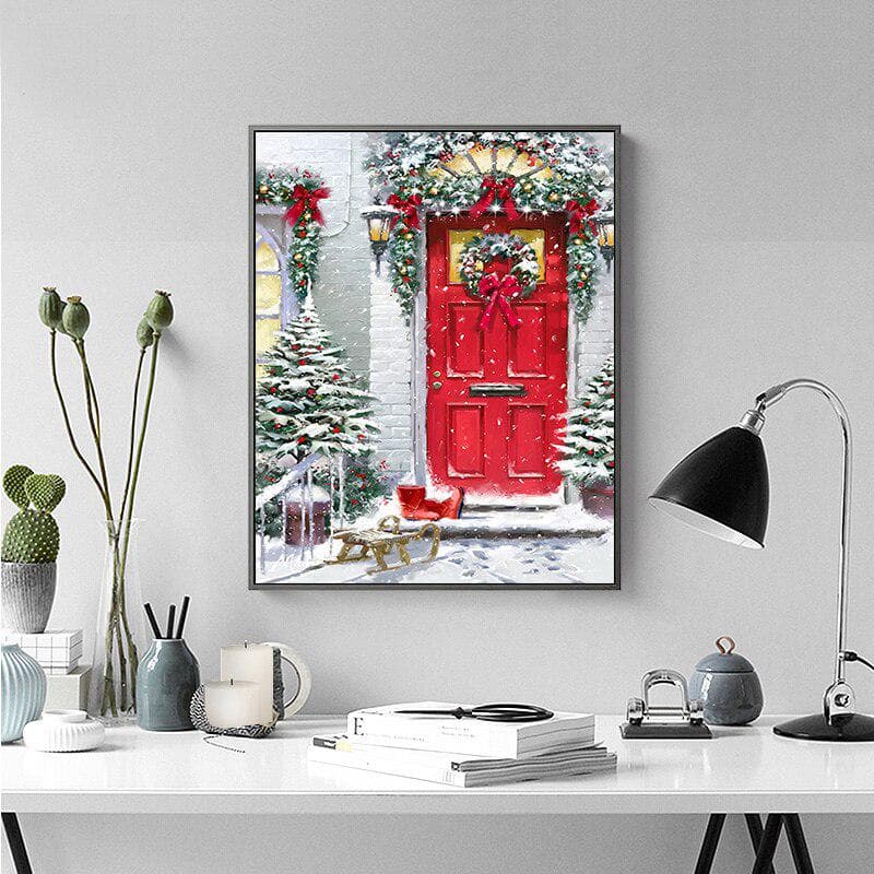 Round Drill 5D DIY Diamond Painting Chrismas Door Embroidery Cross Stitch 5D Home Decor 20X30CM