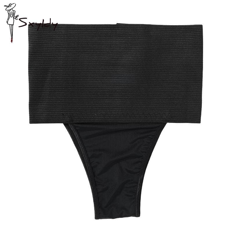 Womens High Waist Control Shaper Thongs Breathable Comfort Elastic Intimates Shapewear Panties Thongs High Waist Flat Belly 2XL black