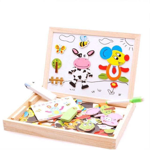 Wooden Magnetic Puzzles Educational Toys Puzzle Cognitive Pairing Beneficial Intelligence Magnetic Paste Face Feature Wooden Toy
