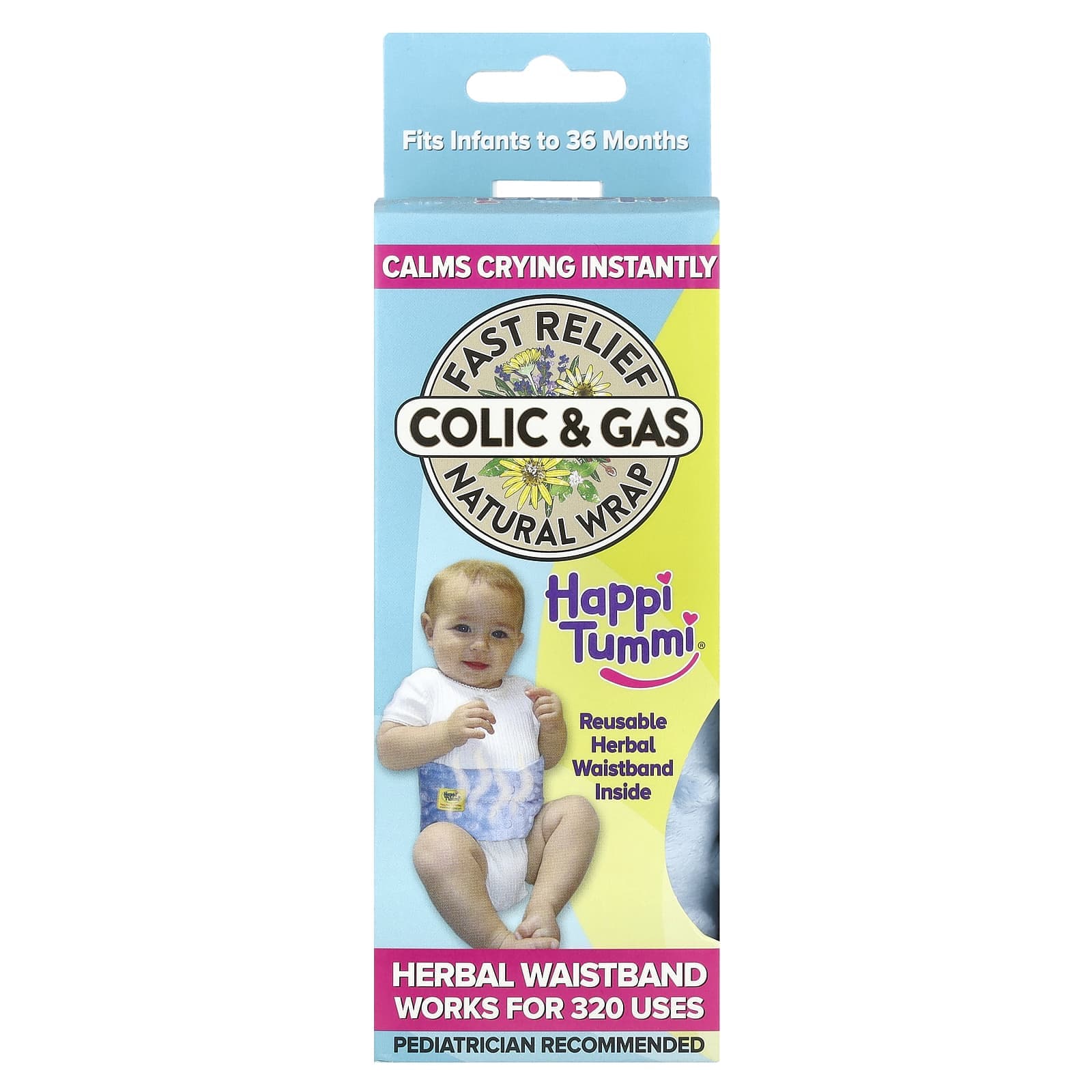 Happi Tummi, Quick Relief Colic & Natural Patches, Infants <36 months, Blue, 1 Laptop & 1 Herbal Pouch