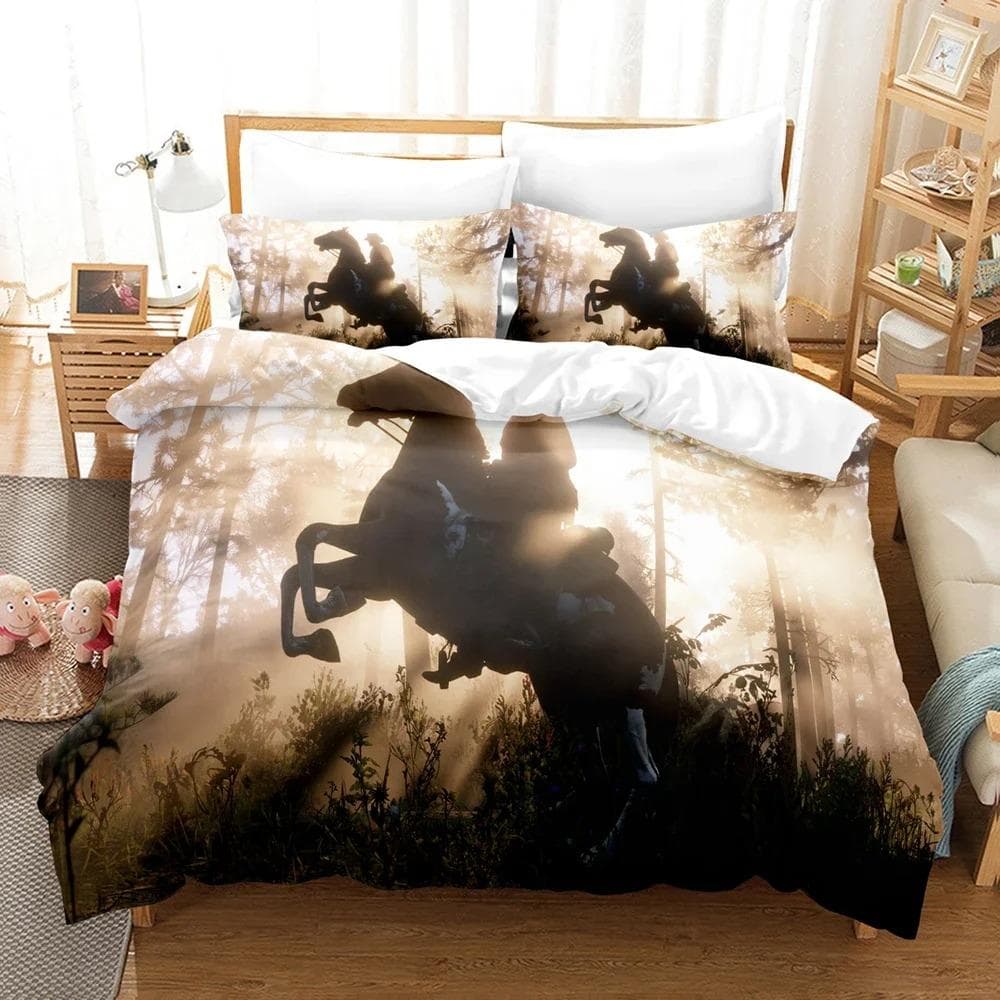 Fashion 3D Red Dead Redemption Bedding Sets Duvet Cover Set With Pillowcase Twin Full Queen King Bedclothes Bed Linen AU Double 180x210cm