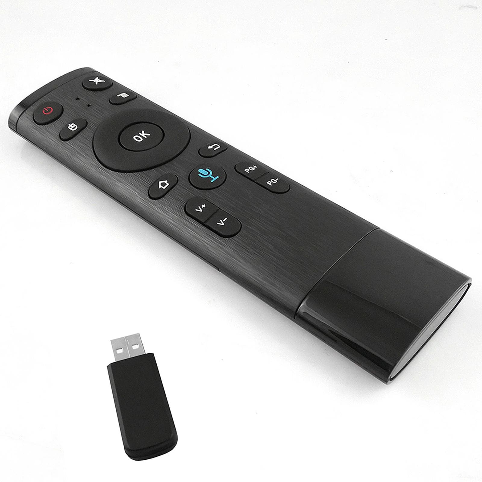 2.4G Wireless Remote Control with USB Receiver Voice Input for Smart TV Android TV Box HTPC PC black