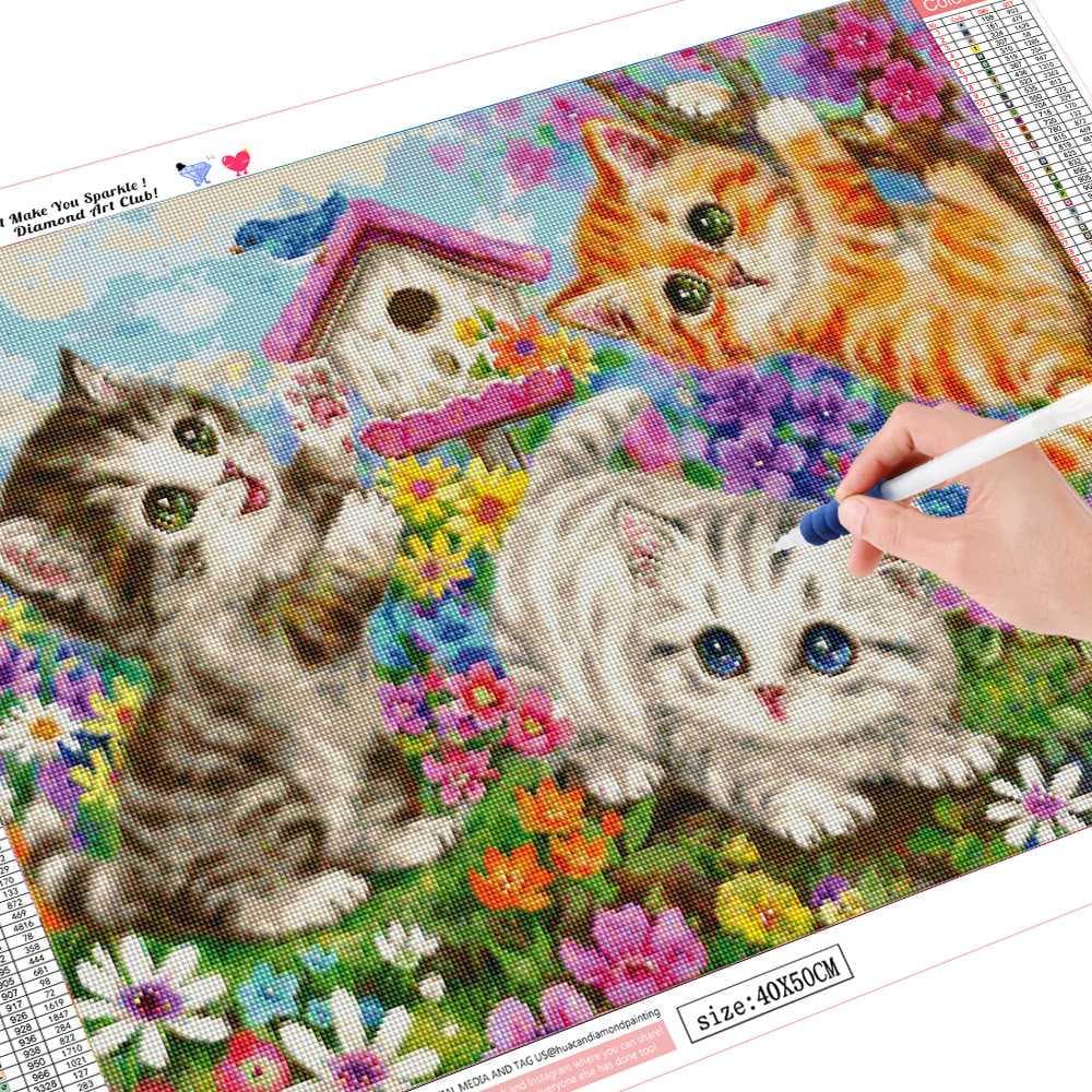 5D Diamond Painting Animal Cat Full Round Embroidery Sale Picture Of Rhinestone 20X30CM