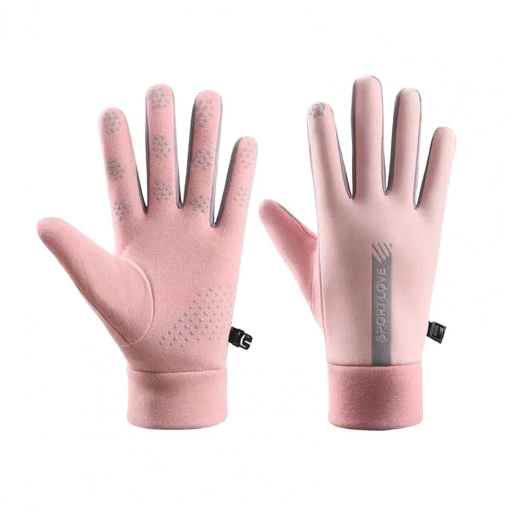1 Pair Women Winter Gloves Windproof Thick Warm Anti slip Soft Cold proof Elastic Wrist Cycling Riding Skiing Glove pink