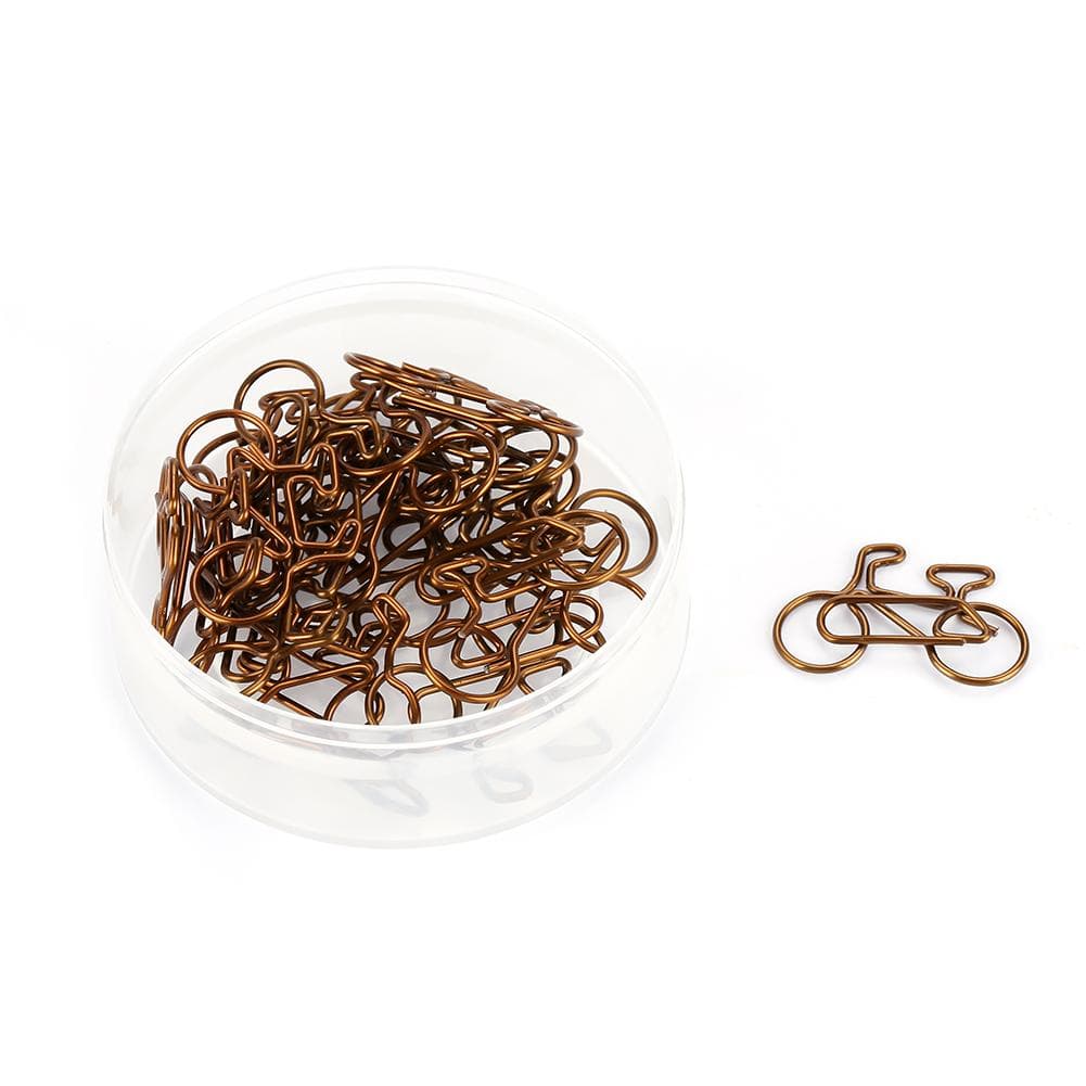 20pcs Metal Bicycle Shape Paper Clips Coffee Color Bookmark Office School Stationery Clip