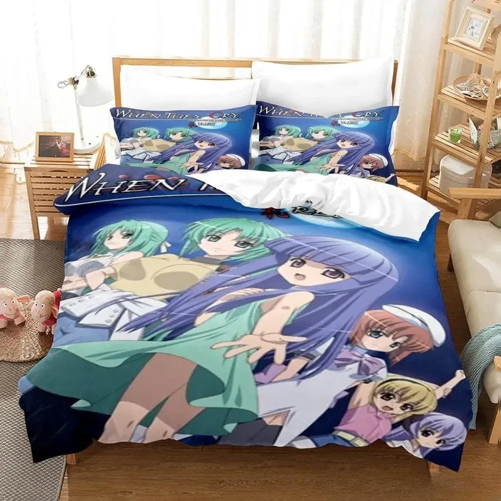 3D Print Anime Higurashi when they cry Bedding Set Single Twin Full Queen King Size Bed Set Adult Kid Bedroom Duvet cover Sets 70x133cm 2pcs