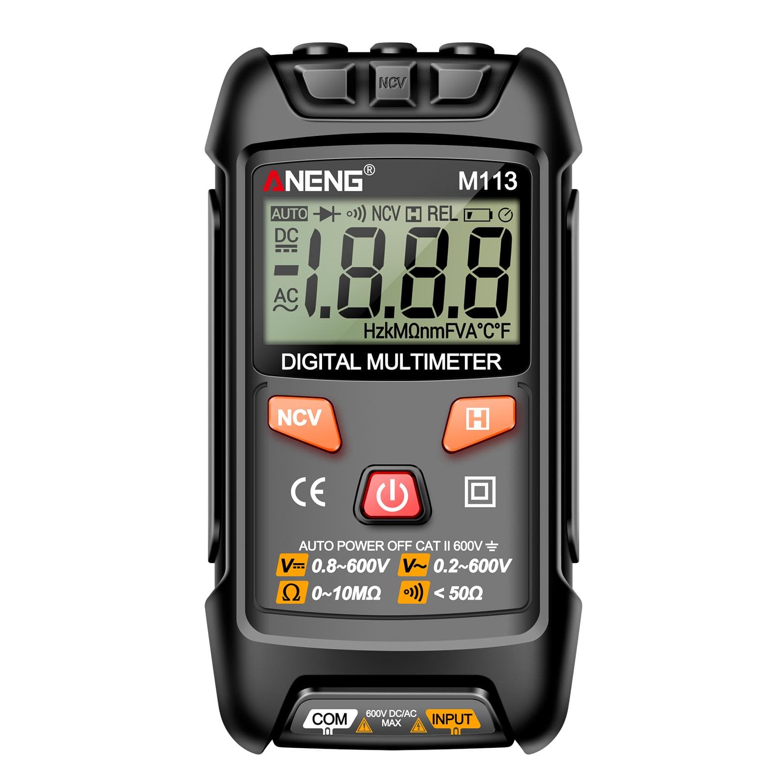 ANENG M113 Digital Mini Multimeter Tester Intelligent ACDC Voltage Meter 1999 Counts LCD Voltage black