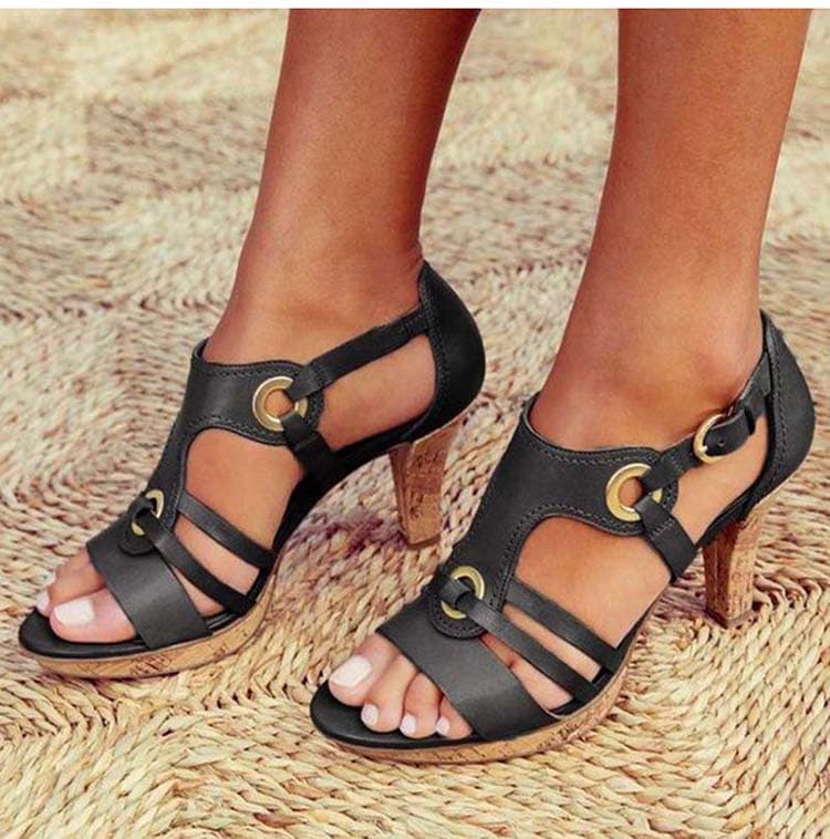Women's Sandals Summer Roman Woman Shoes High Heel Retro Bohemia Shoes Female Comfortable Sandals Ladies Casual Footwear 41 black