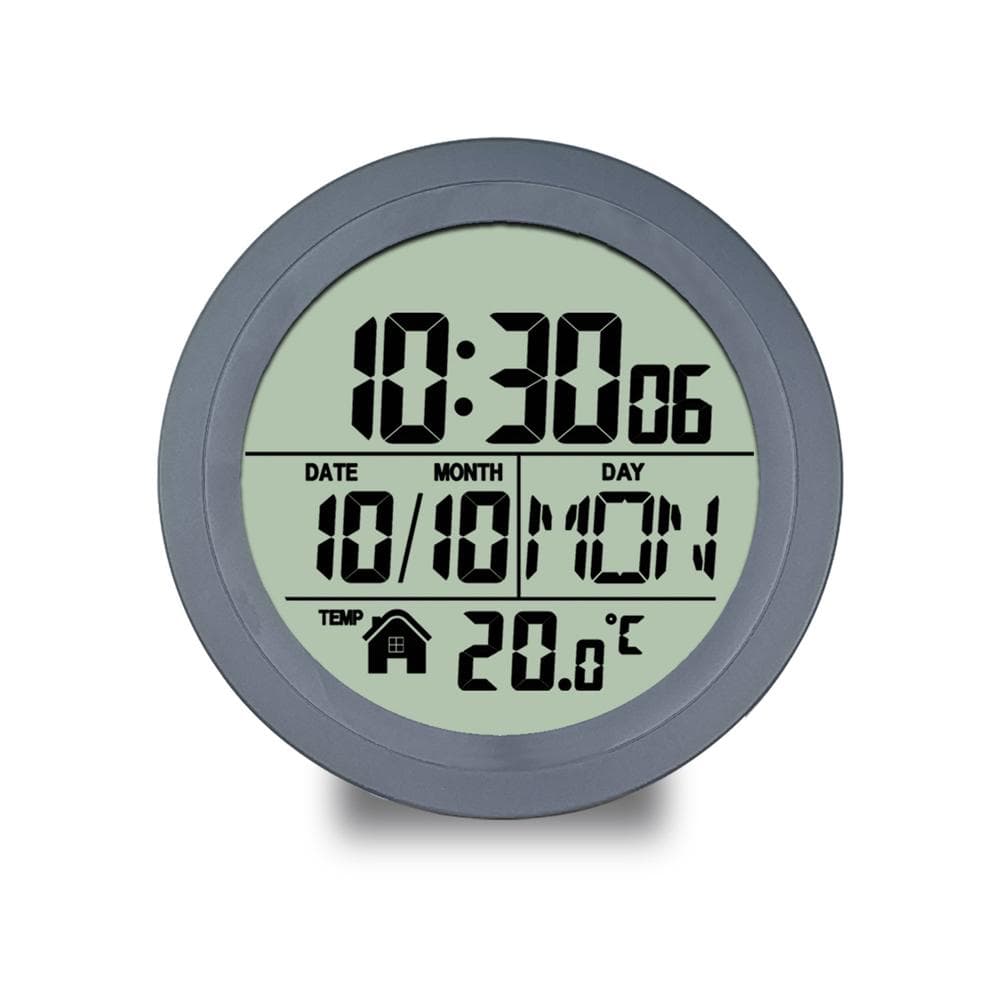 No Punching Suction Cup Clock Home Clock Waterproof Bathroom Washroom Clock Kitchen Clock LCD dark gray
