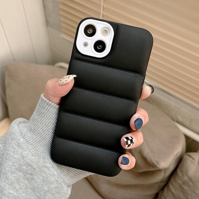 Fashion Down Jacket Phone Case For Iphone 14 13 Pro Max 13 Mini 11 12 Xs Max Xr X 7 8 14 Plus Tpu Cover Case For iPhone 14 black
