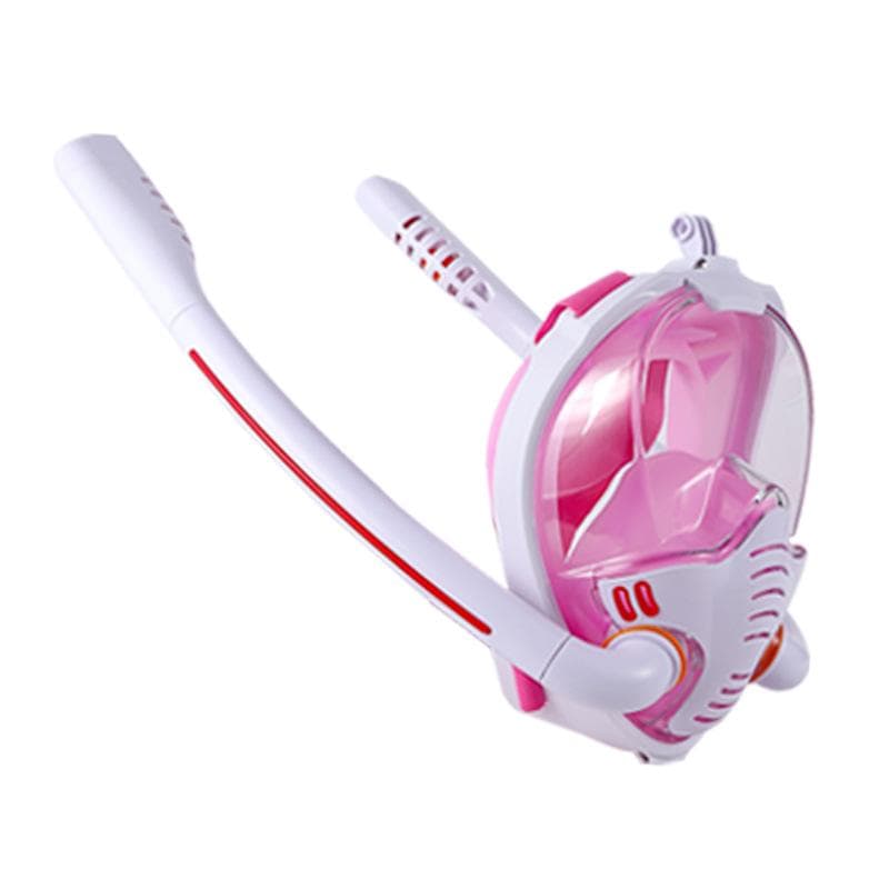 New New Version Upgrade Double TubeFoldable Anti Fog Fully Dry Diving Mask Swimming Detachable Dry Snorkeling Full Face Mask Set Scuba Diving Mask S/M pink