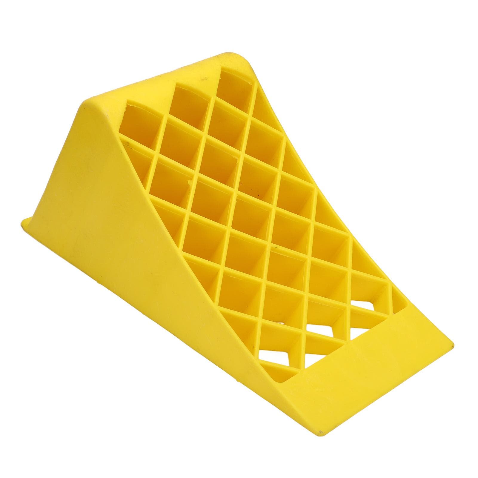 Heavy Duty Wheel Chocks Yellow High Visibility Premium Plastic Wheel Stopper for Car Travel