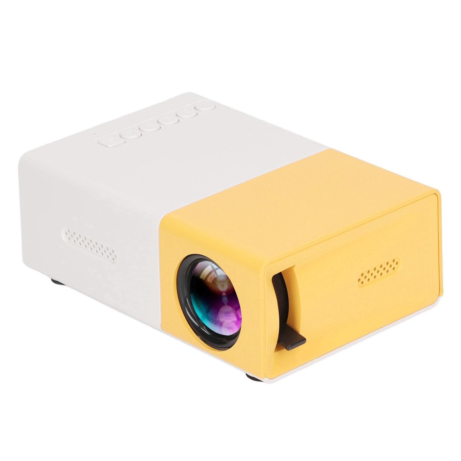Mini Projector 1080p Diffuse Reflection Imaging Support 23 Languages HD Projector with Speakers UK Plug yellow