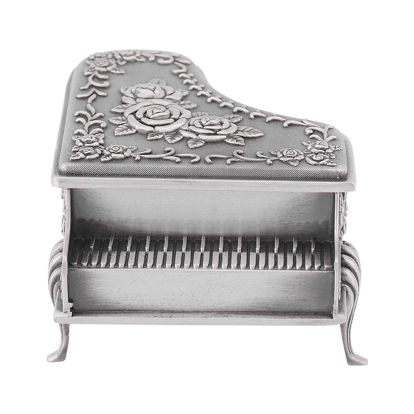Piano Shaped Rose Flower Carved Zinc Alloy Jewelry Box Case Jewellery Storage
