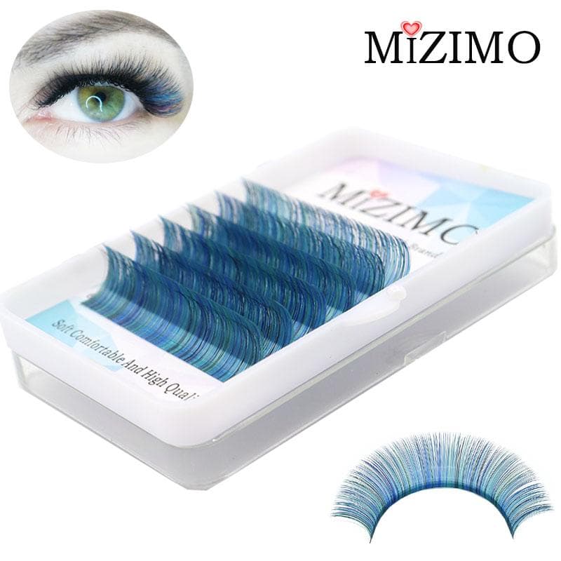 6Rows Of Rainbow Mixed Color Single Grafted False Eyelashes, Dramatic Eye Makeup Eyelashes, Natural Extension. 8-15mm,C D,0.07mm 0.07mm--D--14mm