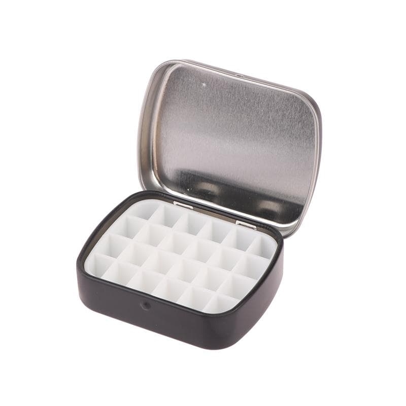 Portable Empty Watercolor Tin Box 12/24 Grids Mini Watercolor Paint Palette Travel Painting Paint Tray Art Supplies 24 grids black