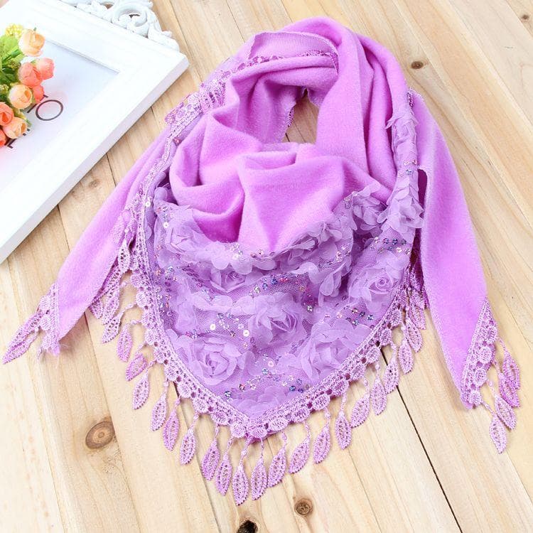 Ladies' Shawl, Autumn and Winter Scarves, Triangular Scarves, Embroidered Tassels, Warm Scarves, Silk Scarves, and Headscarves 142cm*42cm